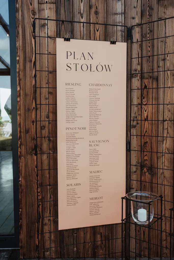 plan stołów na wesele z motywem przewodnim, wino jako motyw przewodni wesela